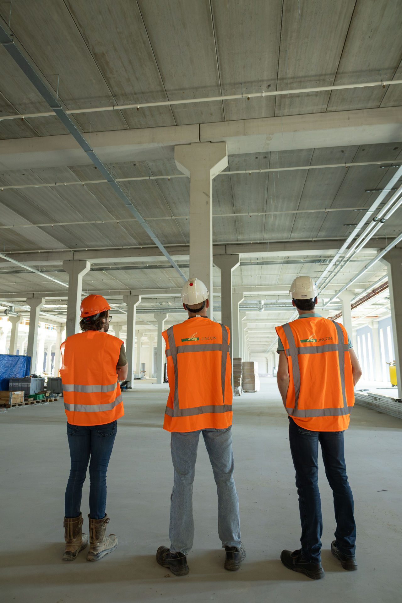Lincon team op de bouwplaats